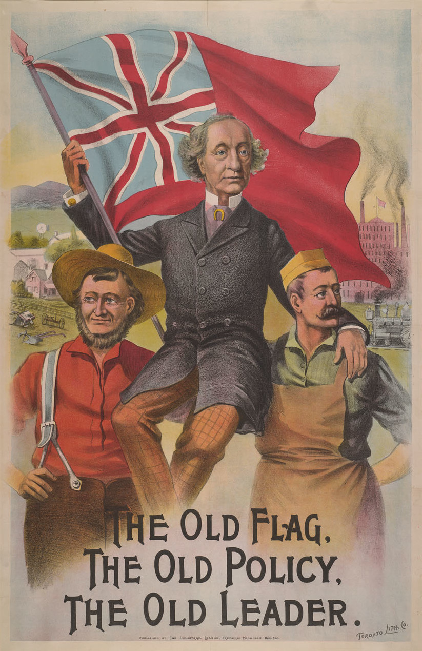سِر جان مک دونالد نخست وزیر کانادا در سال 1891 در پوسترهای انتخاباتی‌اش به جای پرچم بریتانیا از پرچم قرمز رنگ کانادا استفاده کرد